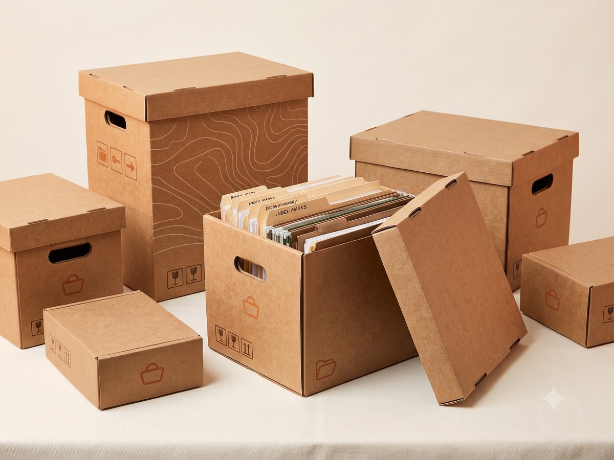Stackable corrugated archive boxes for document storage